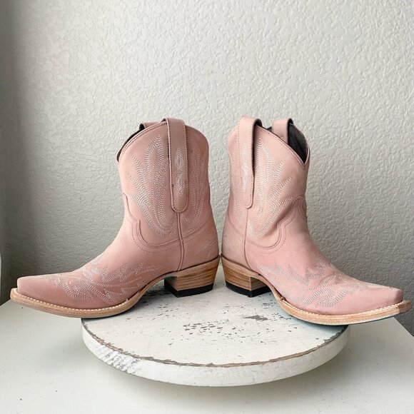 Lane LEXINGTON Womens Cowboy Bootie 5 Pink Western Cowgirl Short Ankle Boots - Picture 7 of 11